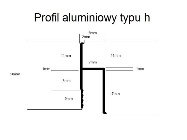 Profil aluminiowy typu h harpun 